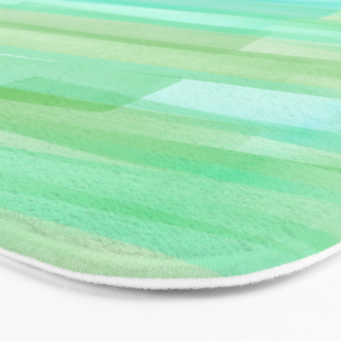 Abstract Watercolor Waves in Ocean Teal Bath Mat Gallery Image 3