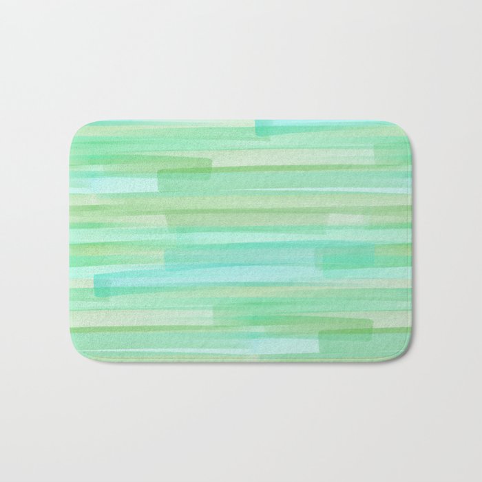 Abstract Watercolor Waves in Ocean Teal Bath Mat Gallery Image 1
