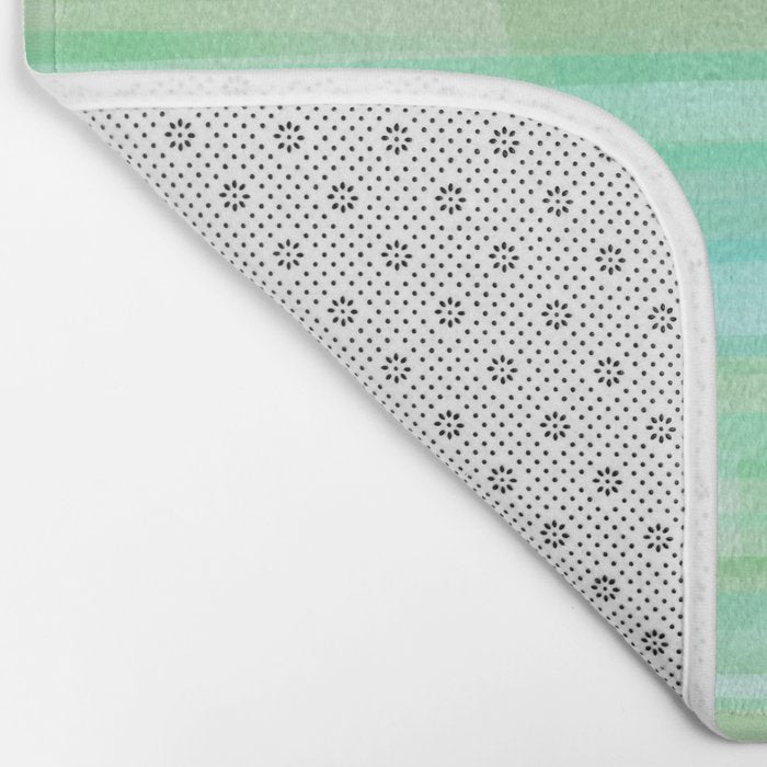 Abstract Watercolor Waves in Ocean Teal Bath Mat Gallery Image 2
