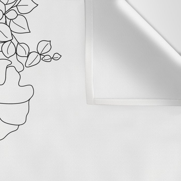 Minimal Line Art Woman with Flowers II Wall Tapestry Gallery Image 3