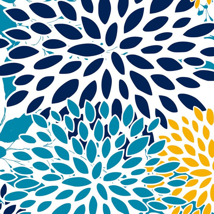 Floral Blooms and Leaves, Navy, Teal Blue, Yellow Coffee Mug Gallery Image 2
