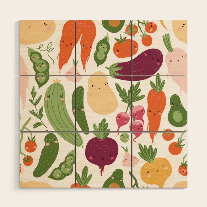 Cute vegetables Wood Wall Art Gallery Image 1