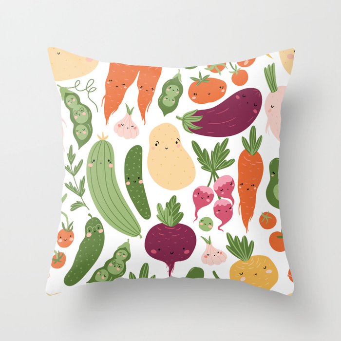 Cute vegetables Throw Pillow Gallery Image 6