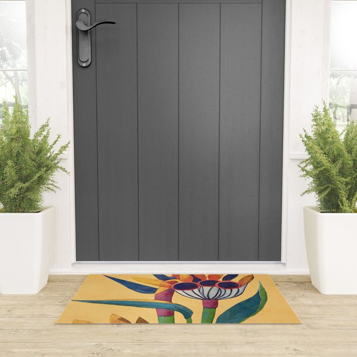 Bird of Paradise in Tropical Bloom Welcome Mat Gallery Image 3