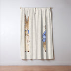 Peter the rabbit beige linen textured background Window Curtain Gallery Image 3
