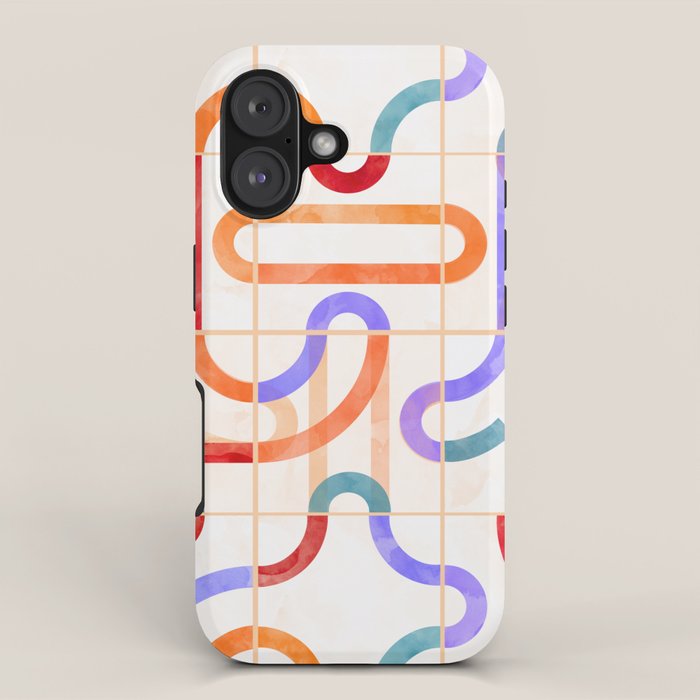Colorful Curved Path Tiles G iPhone Case Gallery Image 1