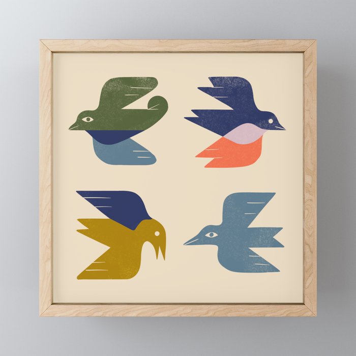 Four Birds Grid Mini Art Print Gallery Image 1
