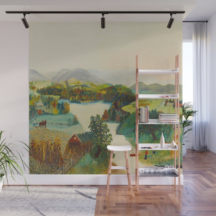 Anna Mary Robertson 'Grandma' Moses Upper Cambridge Valley American Folk Art Wall Mural Gallery Image 1