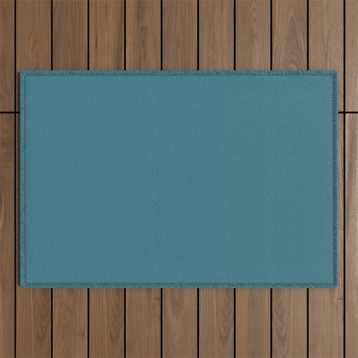 Solid Color Spring Teal Outdoor Rug Gallery Image 1