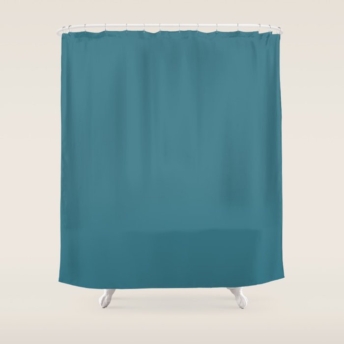 Solid Color Spring Teal Shower Curtain Gallery Image 1
