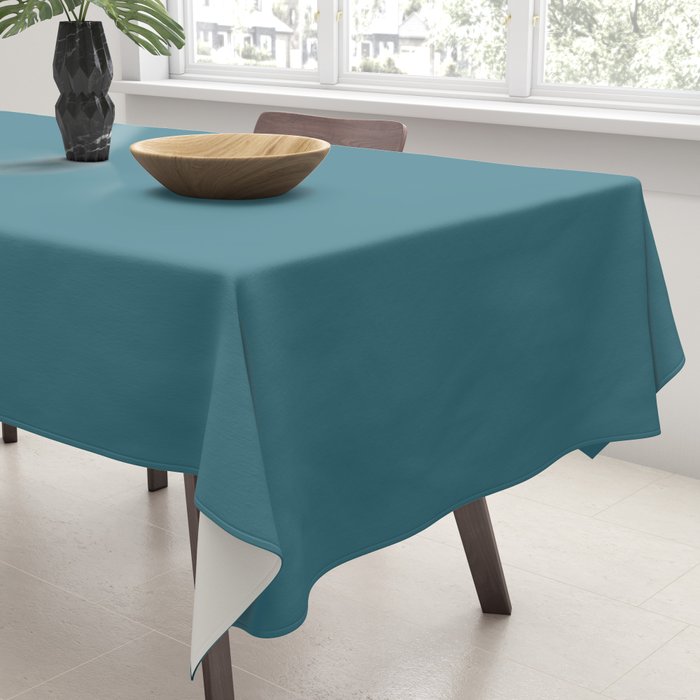 Solid Color Spring Teal Tablecloth Gallery Image 3