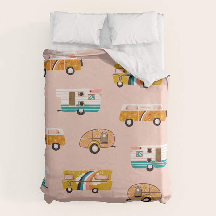 Retro Road Trip - Pink Palette Duvet Cover Gallery Image 1