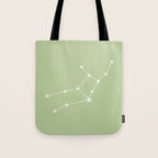 Virgo Zodiac Star Constellation Line Art Soft Green Tote Bag Gallery Image 1