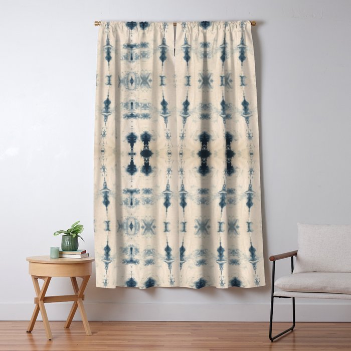 Light Indigo Shibori Window Curtain Gallery Image 1