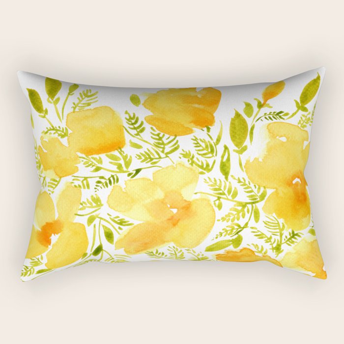 Watercolor California poppies (Quad set, #2) Rectangular Pillow Gallery Image 1