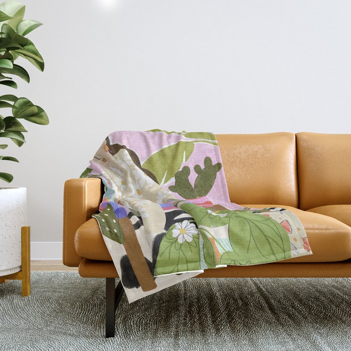 Hanging out with plants Throw Blanket Gallery Image 1
