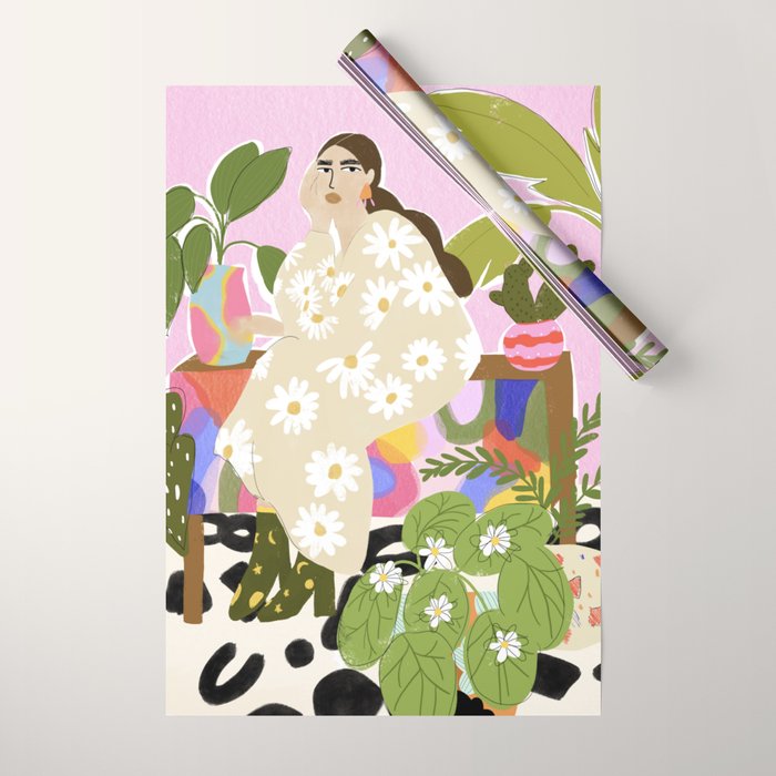 Hanging out with plants Wrapping Paper Gallery Image 1