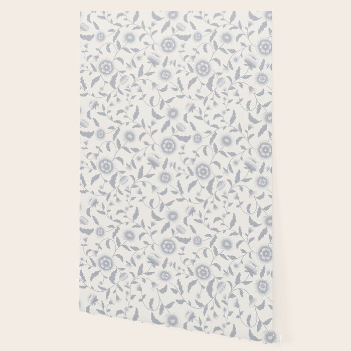 Vintage Trailing Floral - Blue and White Wallpaper Gallery Image 2