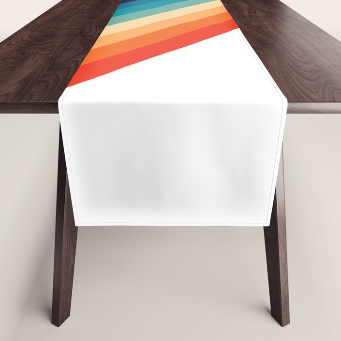 Retro 70s Stripe Colorful Rainbow Table Runner Gallery Image 1