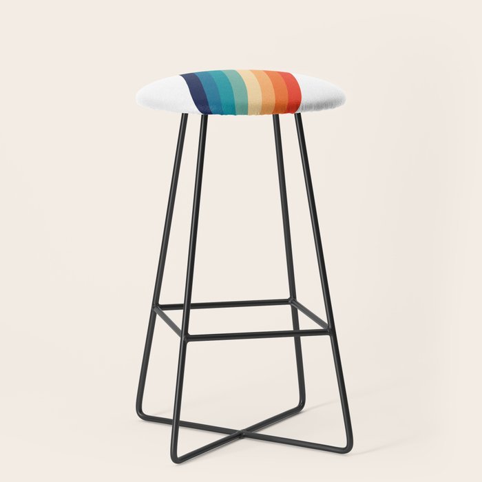 Retro 70s Stripe Colorful Rainbow Stool Gallery Image 1