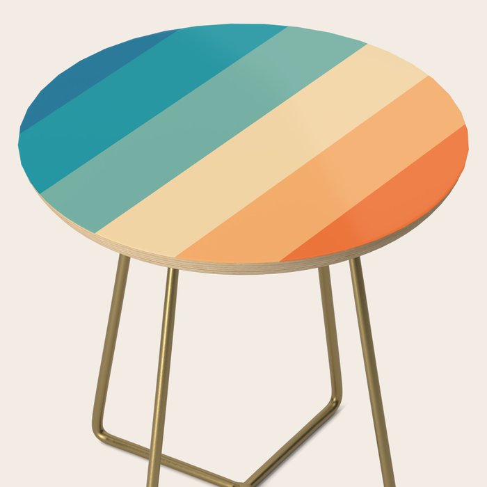 Retro 70s Stripe Colorful Rainbow Side Table Gallery Image 2