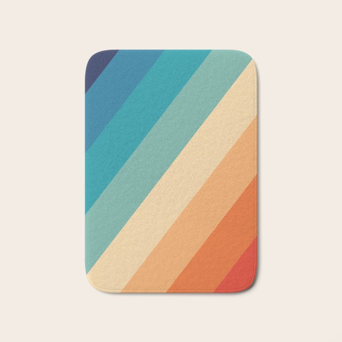 Retro 70s Stripe Colorful Rainbow Bath Mat Gallery Image 1