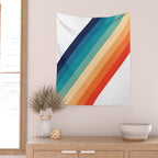 Retro 70s Stripe Colorful Rainbow Wall Tapestry Gallery Image 2