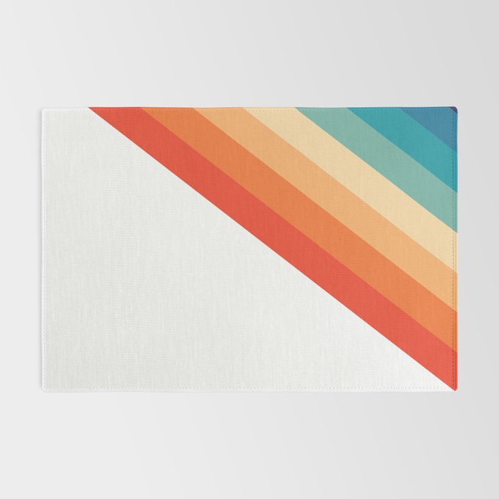 Retro 70s Stripe Colorful Rainbow Rug Gallery Image 2