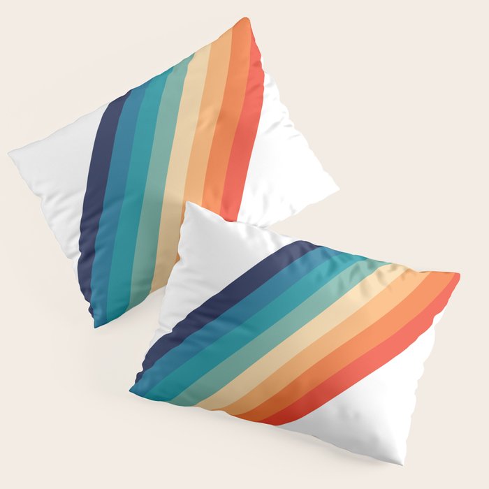 Retro 70s Stripe Colorful Rainbow Pillow Sham Gallery Image 3