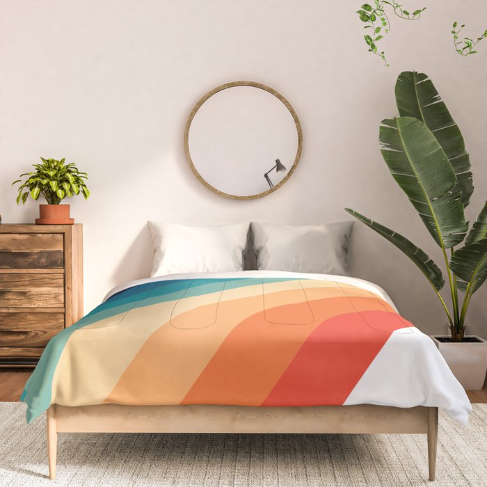 Retro 70s Stripe Colorful Rainbow Comforter Gallery Image 3