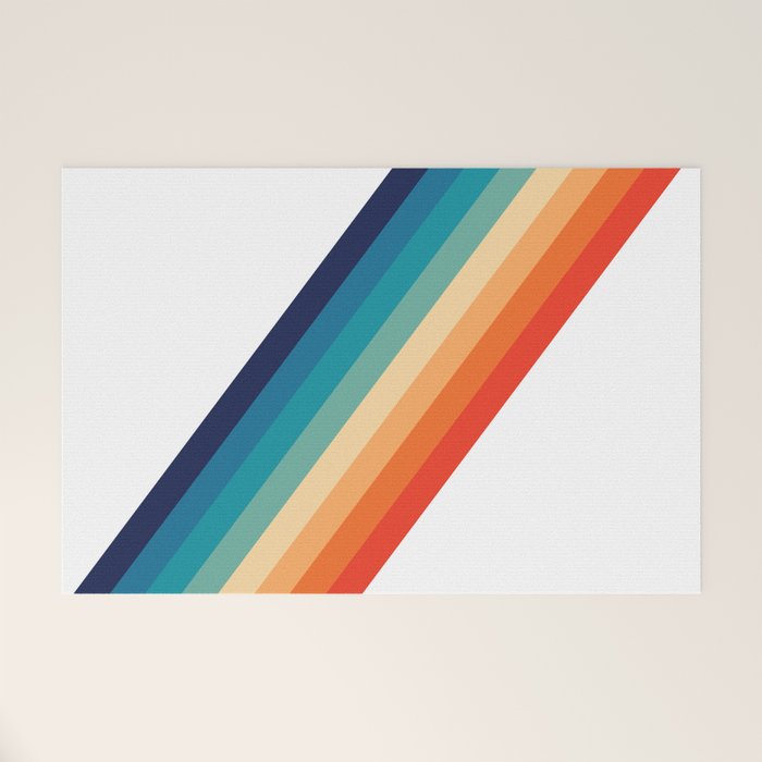 Retro 70s Stripe Colorful Rainbow Welcome Mat