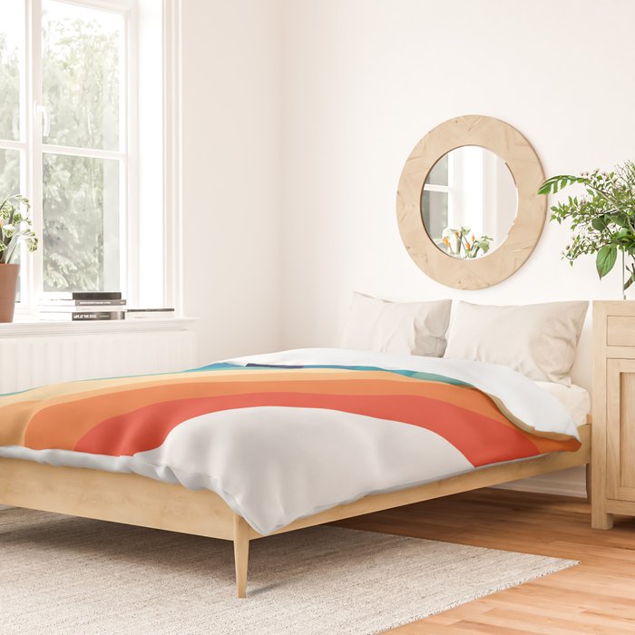 Retro 70s Stripe Colorful Rainbow Duvet Cover Gallery Image 2