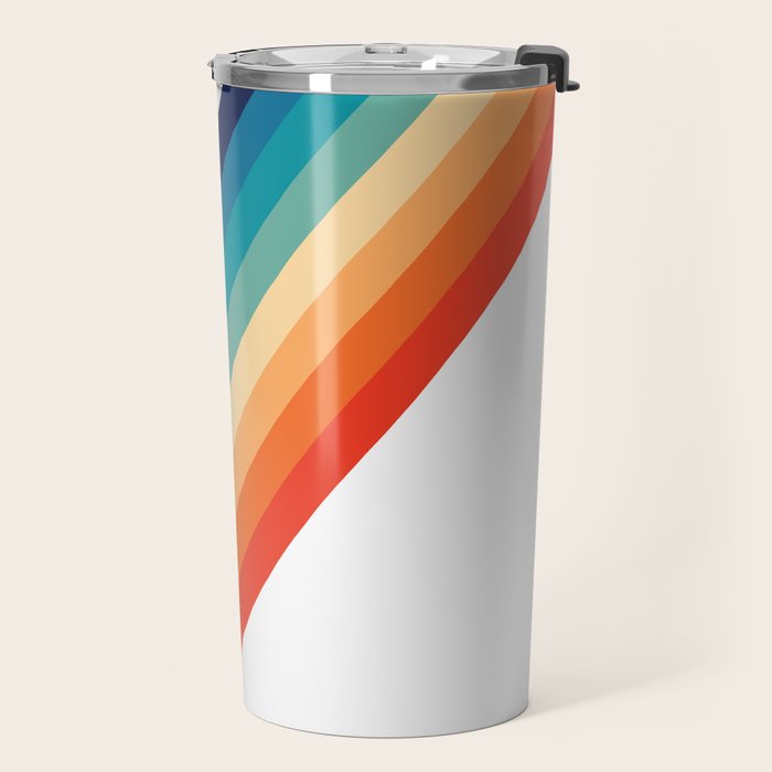 Retro 70s Stripe Colorful Rainbow Travel Mug Gallery Image 2