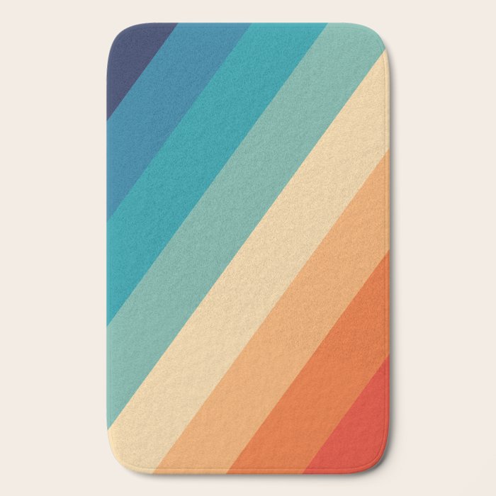 Retro 70s Stripe Colorful Rainbow Bath Mat Gallery Image 2