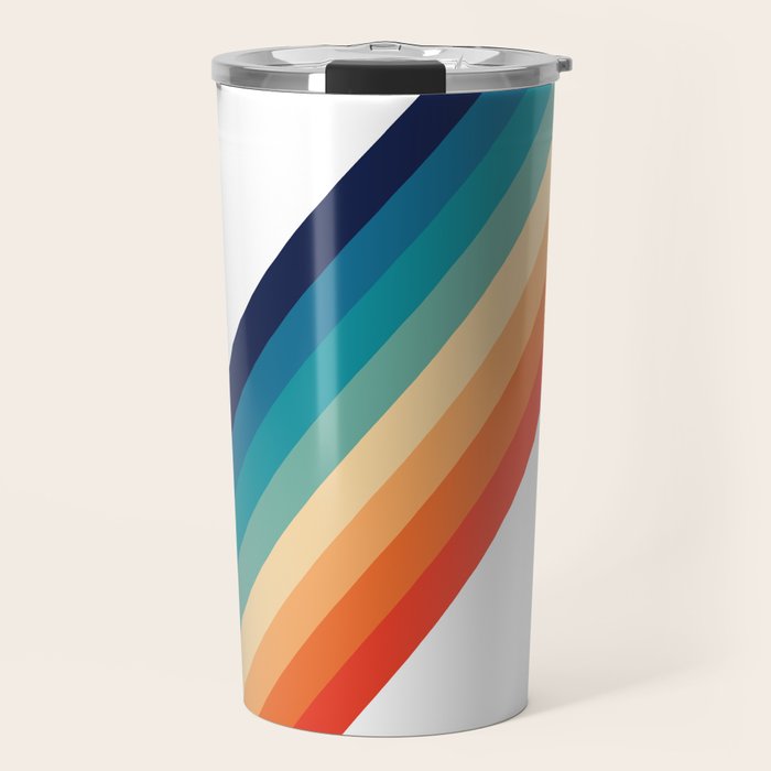 Retro 70s Stripe Colorful Rainbow Travel Mug Gallery Image 1