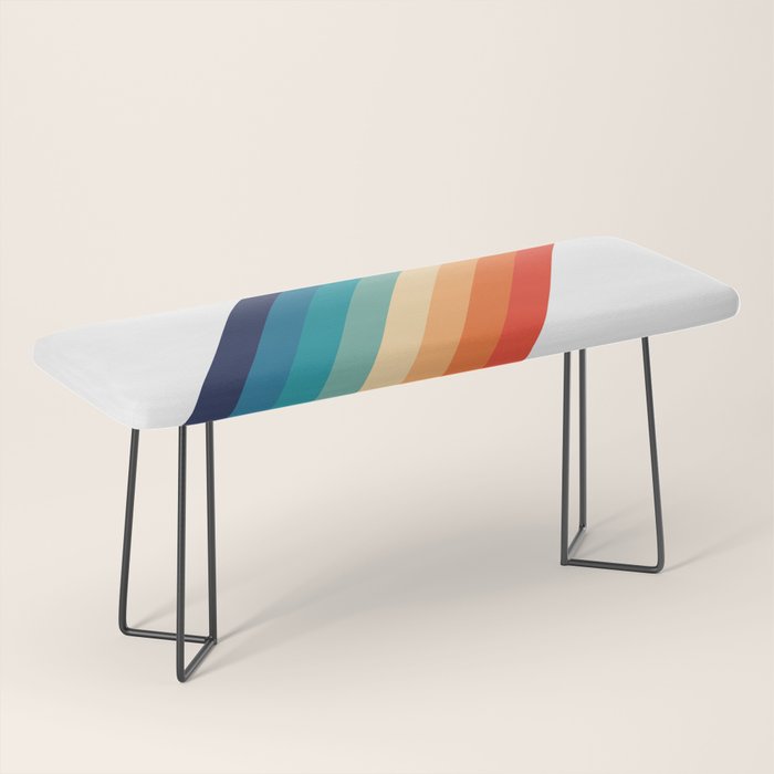 Retro 70s Stripe Colorful Rainbow Bench Gallery Image 1