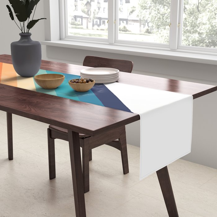 Retro 70s Stripe Colorful Rainbow Table Runner Gallery Image 2