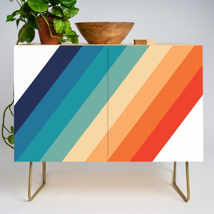 Retro 70s Stripe Colorful Rainbow Credenza Gallery Image 1
