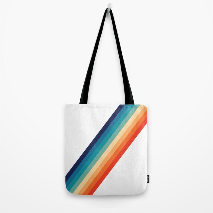 Retro 70s Stripe Colorful Rainbow Tote Bag Gallery Image 2