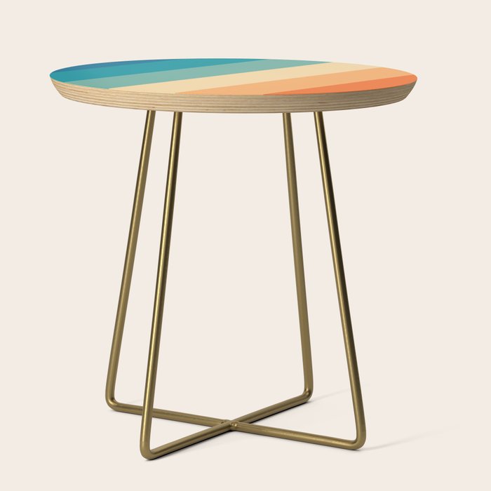 Retro 70s Stripe Colorful Rainbow Side Table Gallery Image 1