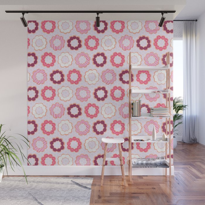 Mochi Donuts Pattern Wall Mural Gallery Image 1