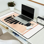 Black Cat with Bold Stripes Desk Mat Gallery Image 2