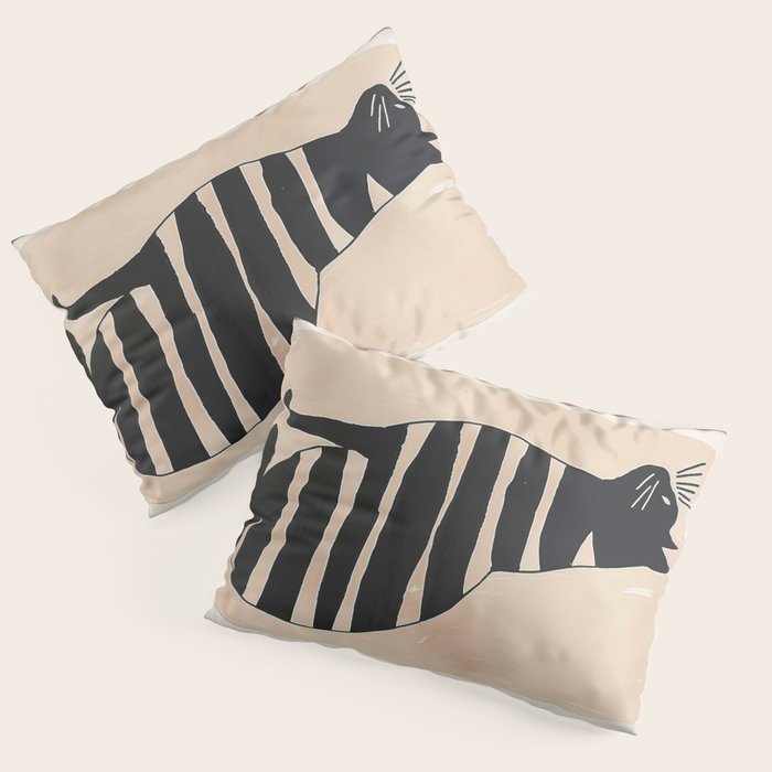 Black Cat with Bold Stripes Pillow Sham Gallery Image 3