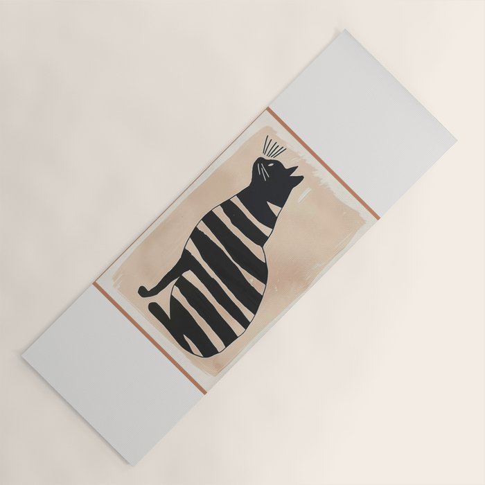 Black Cat with Bold Stripes Yoga Mat Gallery Image 1