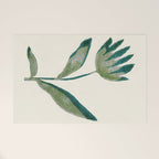 Linocut Flower / Dark Teal Welcome Mat Gallery Image 1