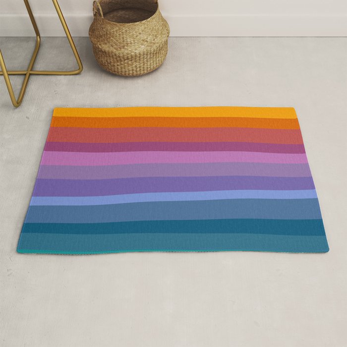 Modern Bright Rainbow Abstract Stripes Rug Gallery Image 1