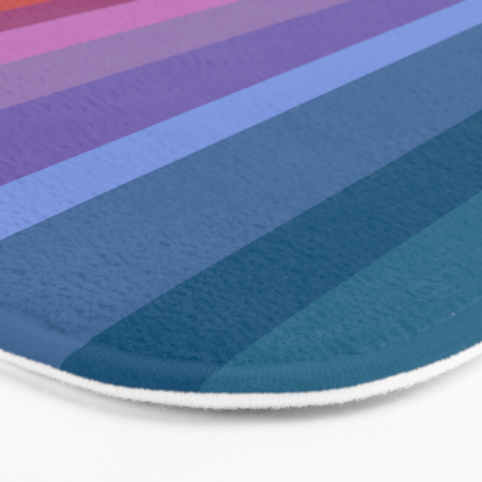 Modern Bright Rainbow Abstract Stripes Bath Mat Gallery Image 3