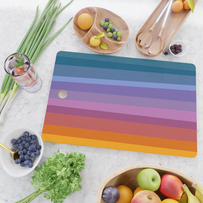 Modern Bright Rainbow Abstract Stripes Cutting Board Gallery Image 2