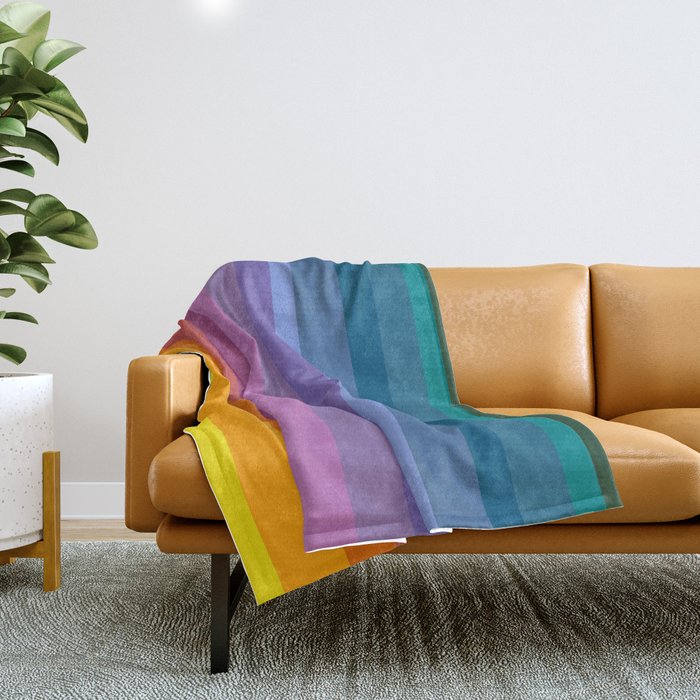 Modern Bright Rainbow Abstract Stripes Throw Blanket Gallery Image 1