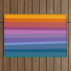 Modern Bright Rainbow Abstract Stripes Outdoor Rug Gallery Image 1